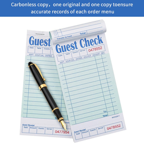 Batrical 600 (12 3.5" 6.75" Guest Checks Server Note Pads Sheets Waitress Notepad for Restaurants Books) x Per Ticket