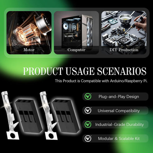 50 Sets / 200 Pieces Dupont 2.54 mm Pitch 3-Pin Adapter Connector, Female Housing Black Socket Terminal for Wires Cable