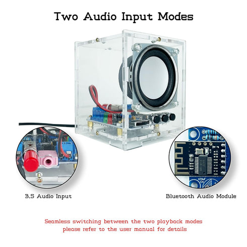 YYSOLDER HD B?ue?oo?? Speaker Transparent Shell Sound Multiple Audio Input Modes Soldering kit Electronic Electronic Project kit Electronic Component kit