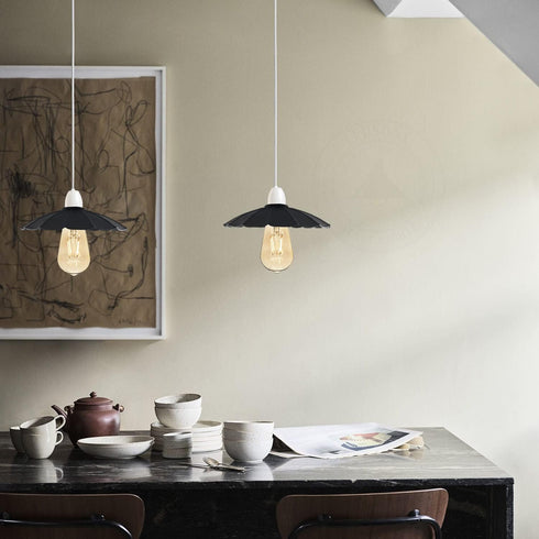 22cm, Umbrella Shape Metal Lamp Shade Black Pendant Light Shade, Easy Fit Ceiling Lamp Shade Replacement for Pendant