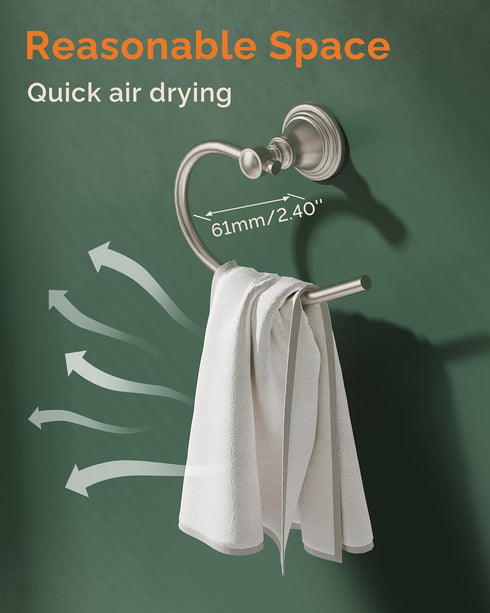 Towel Ring for Bathroom, Stainless Steel Hand Towel Holder Wall Mounted, Brushed Nickel Towel Holder Heavy Duty Towel