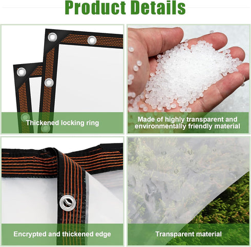 NNG 10x20ft Grommet, Clear Waterproof Tarps Heavy Duty Transparent Tarpaulins Clear Vinyl Tarps with Outdoor