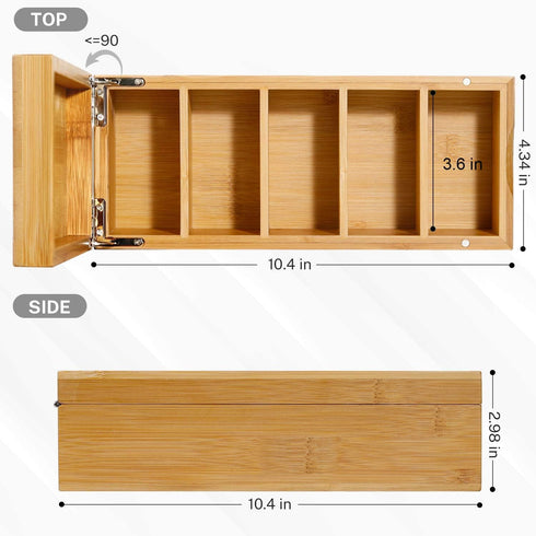 MaxGear Business Card Holder, 2.2 x 3.5 inches, Bamboo Index Cards Organizer Box with 5 Divider Boards for 600 Cards
