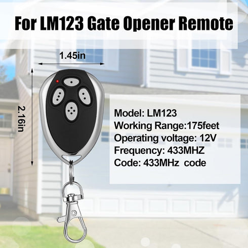Kingdder 3 4 LM123 433.92mhz Programming Pcs Channels Gate Opener Remote Compatible with Aleko Garage Door Remote
