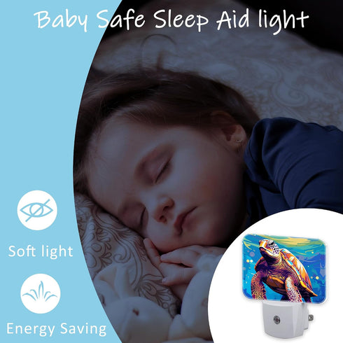 AKKAVNIA Night Light Sea Turtle Plug-in Wall LED Night Lamp with Dusk-to-Dawn Smart Sensor Lamp for Adult Bedroom