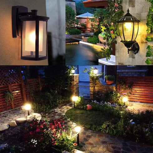 LED Landscape Light Bulbs 1W 12V Yellow White 2200K, 7W Low Voltage Wedge Base T5 Malibu Bulbs, 8 Pack