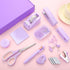 Purple Desk Accessory Kit, Cute Office Supplies Set with Stapler, Tape Dispenser, Scissors, Ballpoint Pen, and More
