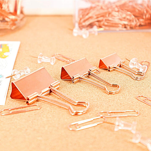 Binder Clips Paper Clamps, Assorted Sizes Set for Office, School, and Home Supplies (Rose Gold)