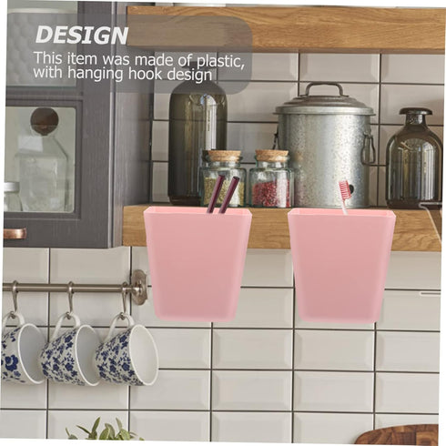 5pcs Alipis Rolling Cart Organizers Pink Hanging Cup Holder for Wall Sturdy Storage Box Holder Rolling Cart Accessories
