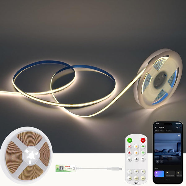 Generic White COB LED Strip Light 16.5ft, 4000K Neutral White Dimmable LED Light
