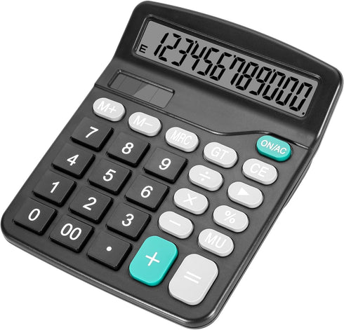 Desktop Calculator with Big Buttons, Dual Power Source, Solar and Battery, Large Display Screen for Office and