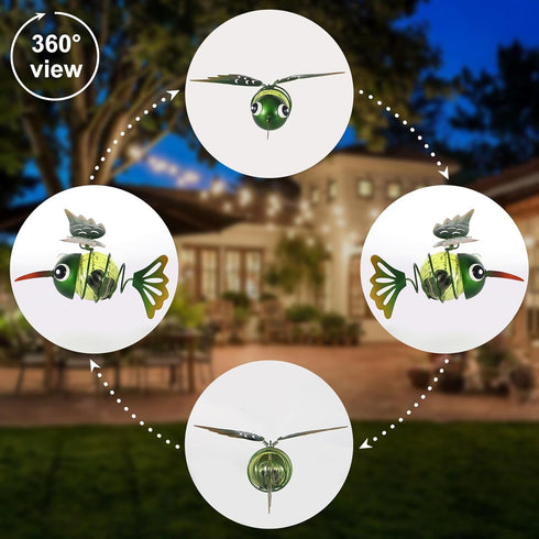Yamodoor 2 Pack Hummingbird Solar Outdoor Hanging Lantern Creative Small Sculpture Lights Durable Waterproof Lamp