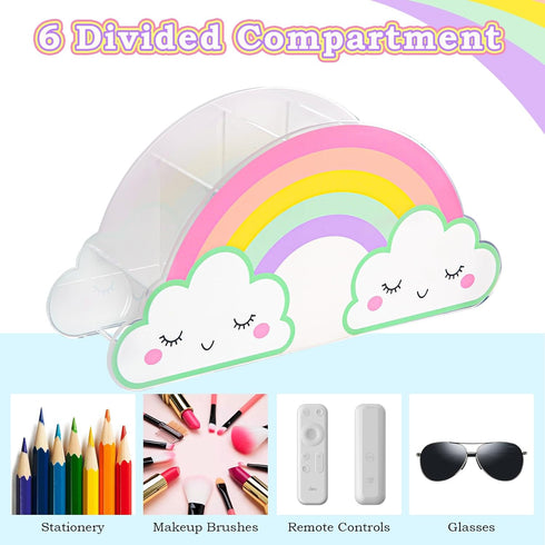 MeCids Pencil Holder for Desk, Acrylic Rainbow Supply Caddy for Home, Classroom, Office Storage, Art Supplies Organizer