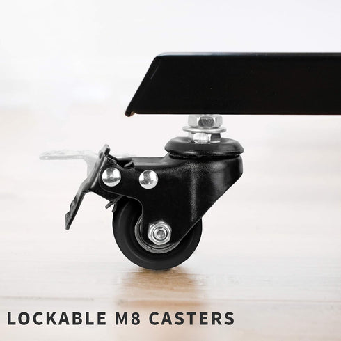 M8 Set 4, 1.5 inch PT-ST-015C VIVO Threaded Locking Caster Wheels, of Swivel, Rubber Base, Brake, Replacement Wheels