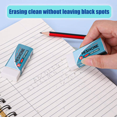Ciclos Erasers for Kids, Large Block Rubber Eraser, 3 Count White Pencil Erasers