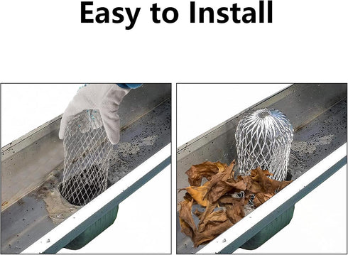 DEAYOU 12 Pack Gutter Guard Strainer, Rustproof Downspout Rain Protector for Leaf Debris Blockage