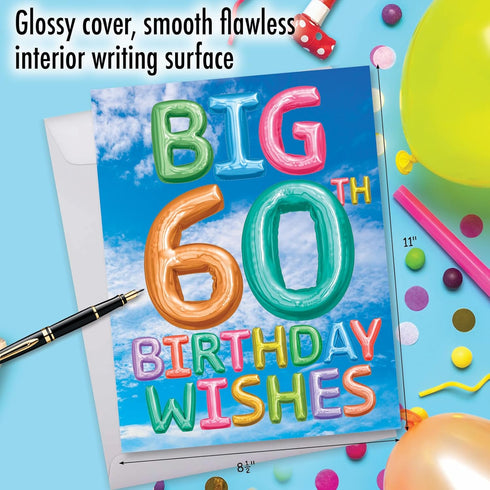 The Best Card Company 60th Jumbo Birthday Greeting Card (8.5 x 11 Inch) - 60 Years Old Celebration