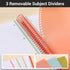 EUSOAR 3 Subject Spiral Notebook, Large A4 9.25" x 11.7" Lined College Ruled Notebook with Pockets, Cute Journal (240
