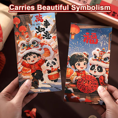 BAIWOVIS 6 Pack Packets, 2) Chinese New Year Red Envelopes, Traditional Lunar New Year Money Hongbao for Spring