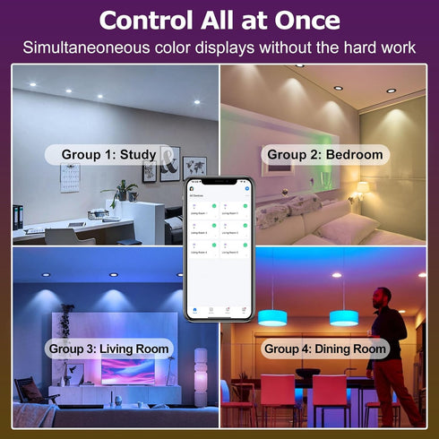 2 Inch 5W Dimmable 2700K-6500K, 120V (1 Pack) LightingWill LED Recessed Lighting, Smart WiFi LED Downlight, Ceiling