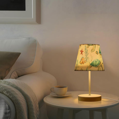 3 ALAZA Table Lamp Nautical Coastal Starfish Sea Turtle Bedside Lamp for Bedroom LED Nightstand Desk Lamp with USB