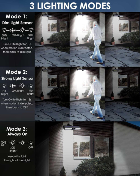 SUNOHE 36 6000K, 2 Pack Clip on Solar Motion Sensor Lights Outdoor Waterproof with LEDs, Solar Powered Fence Lights