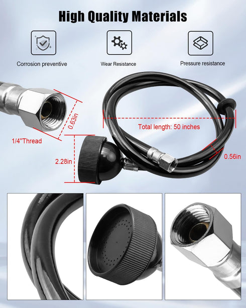 QNHEAY 2 Pack 1/4 Salon Shampoo Bowl Sprayer Head Thread with Black Rubber Hose to Attach Shampoo Bowl Faucet Vacuum