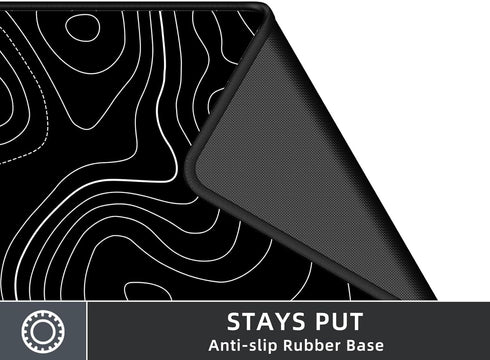 Rinaze Extra Large Gaming Mouse Pad with Black Topographic, XXL Mousepad, Big Mouse Mat Desk Pad, Non Slip Keyboard Pad