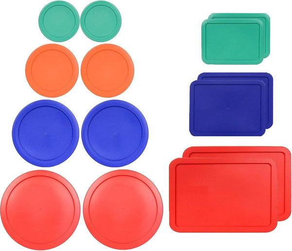 14 Pack Replacement Lids for Pyrex, Anchor Hocking & KlareWare Storage Bowls, 1, 2, 4 & 7 Cup Round, 3, 6, 11 Cup