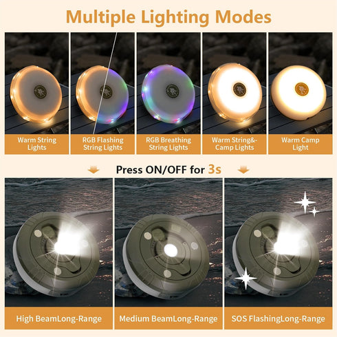 4 1 8 30s 29.52ft Camping Lights String Outdoor: in Christmas Outdoor String Lights with Lighting Modes - Recovery USB