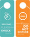 Business Design Do Not Disturb Sign and Welcome Please Knock Door Hanger Sign, 2 Pack for Offices and Meetings