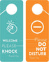 Business Design Do Not Disturb Sign and Welcome Please Knock Door Hanger Sign, 2 Pack for Offices and Meetings