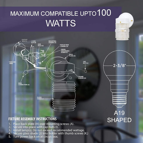 Ciata Outdoor Porch Light House Fixture Wall Mount Light Lantern Sconce, Lantern Sconce Fixture Jelly Jar Outdoor Down