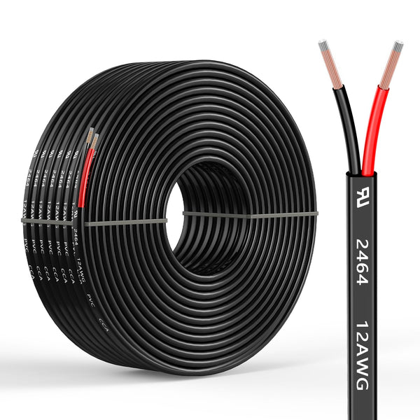 Mziklr 12 Gauge 2 Conductors 30FT Electrical Wire, Flexible Low Voltage PVC Copper