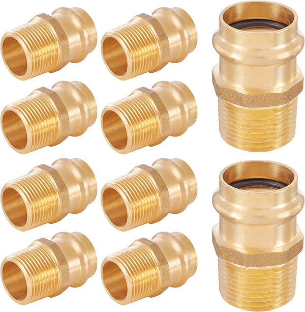 10-Pack LF Brass 1/2" Press X 1/2" Male NPT Adapter Press Fitting Adapter