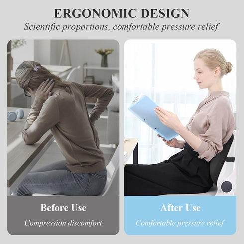 ZHZKGMLBVB Orthopedic Cushion for Office Chair,Memory Foam L-Shaped Integrated Seat Cushions,Improves Sitting