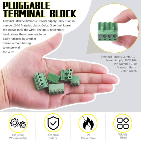 32Pcs 9 Type Pluggable Terminal Blocks Connector Socket, 5mm Pitch PCB Mount Male Female Connectors