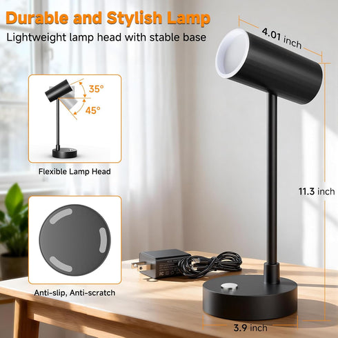Dimmable 3 ShineTech LED Desk Lamp for Home Office, Table Lamp with Color Modes & Adjustable Brightness, USB-C Port