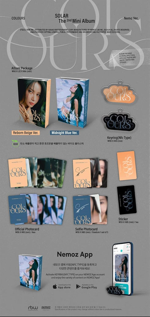 MAMAMOO SOLAR COLOURS 2nd Mini Album Full SET (Palette+Beige+Blue) with Tracking Sealed