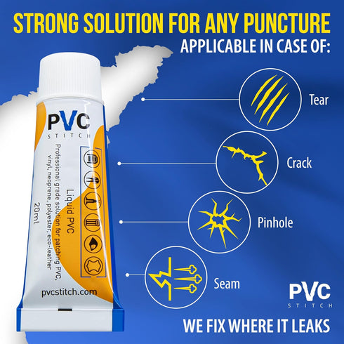 PVC Stitch Heavy Duty Repair Kit for Air Mattresses, Waterbeds, Hot Tubs, Pools, Bouncy Houses, and More