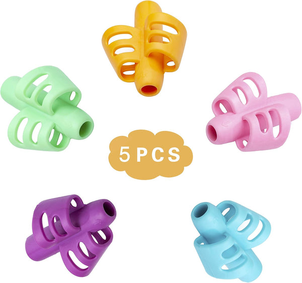 Pencil Grips for Kids Handwriting Left Handed, Soft Silicone Training Grip with Assorted Colors, Pack of 5