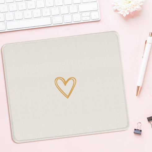 Seorsok Square Aesthetic Cute Heart Mouse Pad,Office Home Personalized Mouse Mat Design,Waterproof Funny Mousepad,Non-Slip Rubber Base Computer Mouse Pads for Wireless Mouse,Beige by Seorsok
