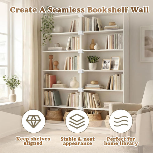 8 Pack Seamless Fuutreo Bookcase Connector Compatible with IKEA Billy Bookshelf, Shelf Aligner and Straightener