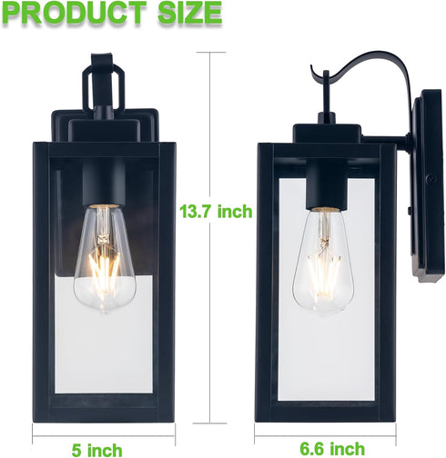 E26 Bulbs Outdoor Wall Lantern, Wall Sconce as Porch Lighting Fixture, Medium Base, Metal Housing Plus Glass, not