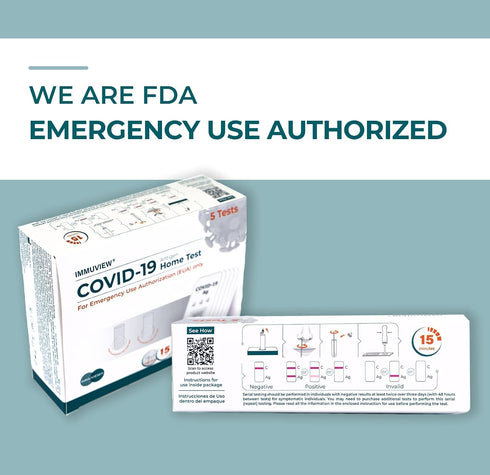 ImmuView COVID-19 15 (1 Pack, 5 Antigen Home Test, FDA EUA At-Home Self Test, Non-invasive Nasal Swab, Easy to Use