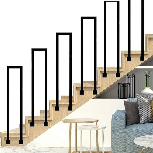 PAUANI Poles(U,35cm) Metal Wall Mount Stair Railing, U/M-Shaped Non-Slip Stair Handrail, Elderly Children's Safety