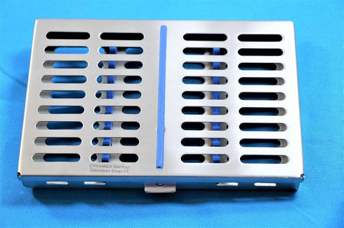 GERMAN STAINLESS DENTAL INSTRUMENTS AUTOCLAVE STERILIZATION CASSETTE for 10 INSTRUMENTS, 7.25" X 5" X 0.75"