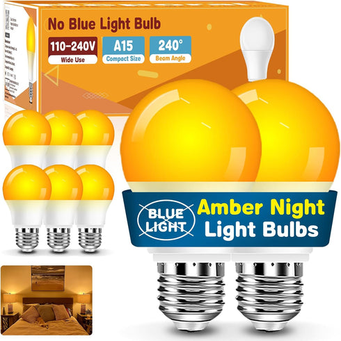Neporal A15 Amber LED Light Bulb 1800K, True Blue Light Blocking Sleep