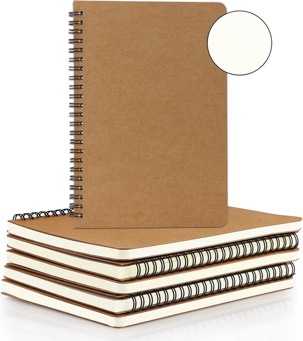 EUSOAR College Blank Spiral Notebook, A5 6 Packs, 5.5" x 8.3", 120 Pages Blank Travel Writing Journal, Memo Notepad,
