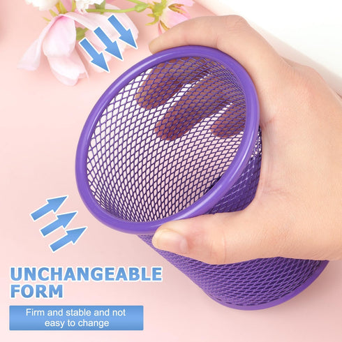 Tamaki Pen Holder Cup for Desk, Wire Mesh Pencil Cup Holder for Desk Office Pen Organizer (Purple)